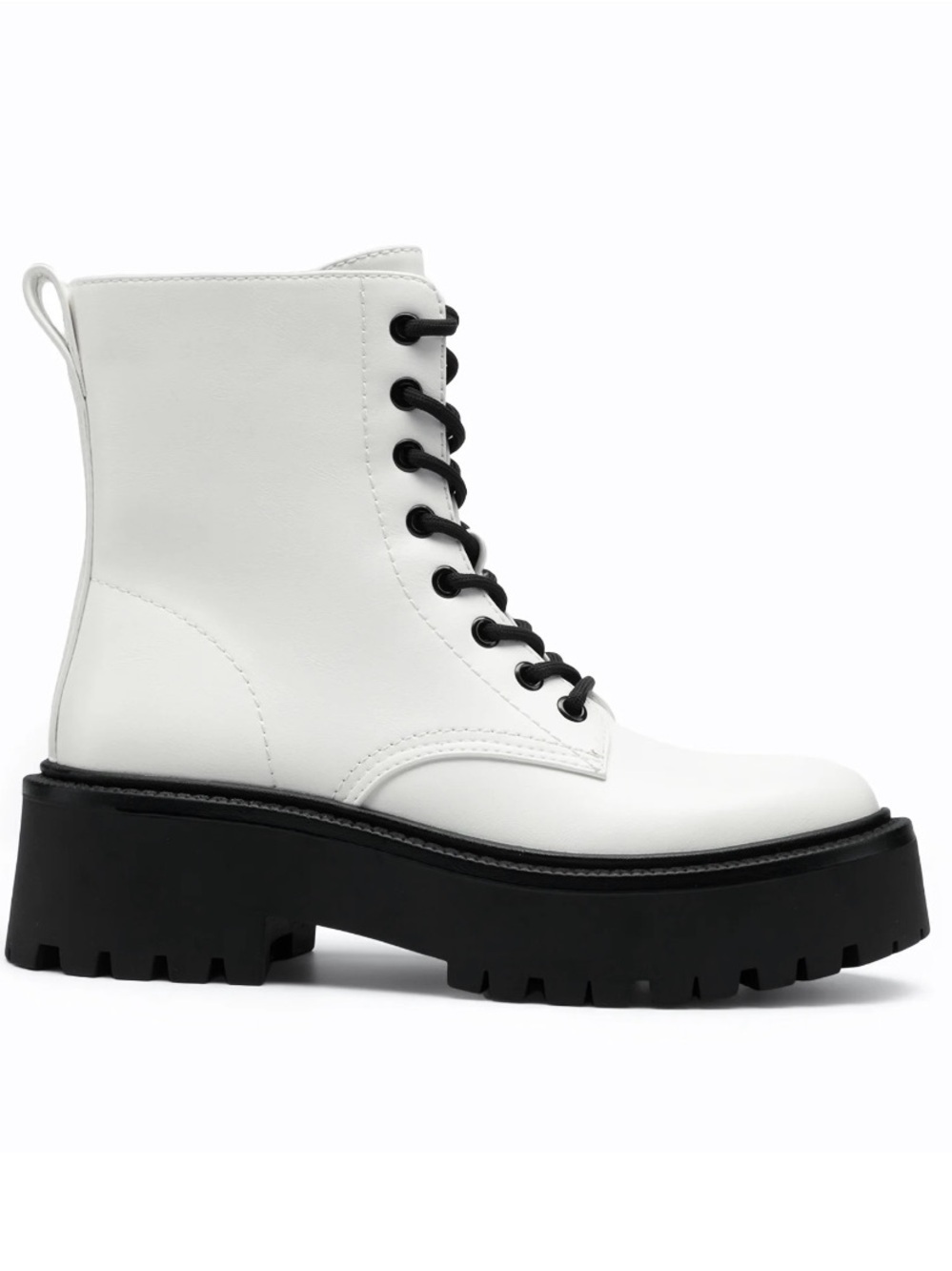 TIME AND TRU Girls' Mid Calf Combat Boots, Black & White Lace-Up Boot size 11